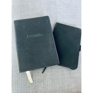 Journal 4x6" Full Grain Leather Cover 240 Lined Pages Graphic Image $60 Black
